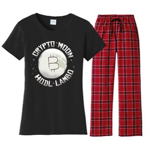 Bitcoin to the Moon Hodl Lambo Crypto Currency Women's Flannel Pajama Set