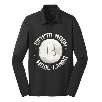 Bitcoin to the Moon Hodl Lambo Crypto Currency Silk Touch Performance Long Sleeve Polo