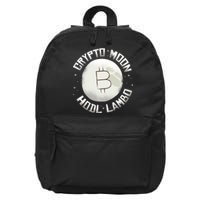 Bitcoin to the Moon Hodl Lambo Crypto Currency 16 in Basic Backpack