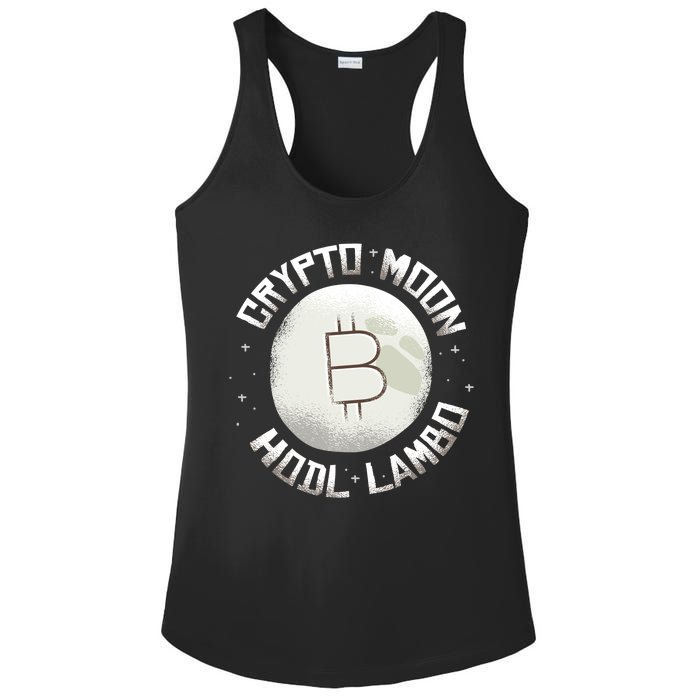 Bitcoin to the Moon Hodl Lambo Crypto Currency Ladies PosiCharge Competitor Racerback Tank