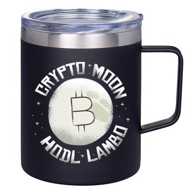 Bitcoin to the Moon Hodl Lambo Crypto Currency 12oz Stainless Steel Coffee Mug