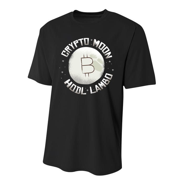 Bitcoin to the Moon Hodl Lambo Crypto Currency Youth Performance Sprint T-Shirt