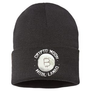 Bitcoin to the Moon Hodl Lambo Crypto Currency Sustainable Knit Beanie