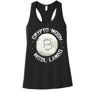 Bitcoin to the Moon Hodl Lambo Crypto Currency Women's Racerback Tank