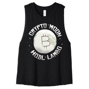 Bitcoin to the Moon Hodl Lambo Crypto Currency Women's Racerback Cropped Tank