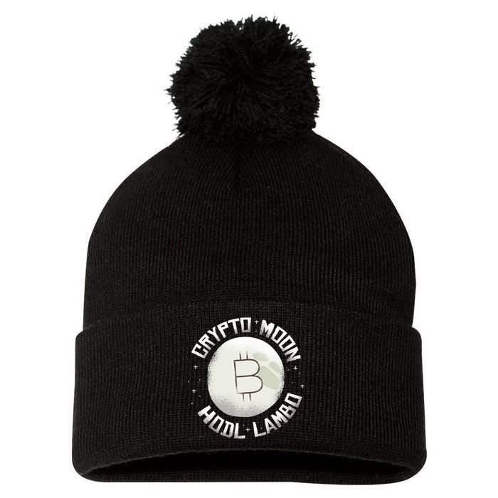 Bitcoin to the Moon Hodl Lambo Crypto Currency Pom Pom 12in Knit Beanie