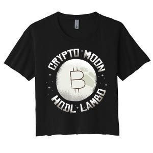 Bitcoin to the Moon Hodl Lambo Crypto Currency Women's Crop Top Tee