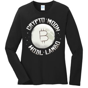 Bitcoin to the Moon Hodl Lambo Crypto Currency Ladies Long Sleeve Shirt