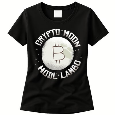 Bitcoin to the Moon Hodl Lambo Crypto Currency Womens T-Shirt