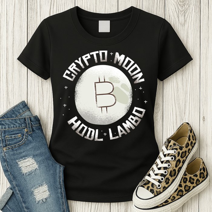 Bitcoin to the Moon Hodl Lambo Crypto Currency Womens T-Shirt