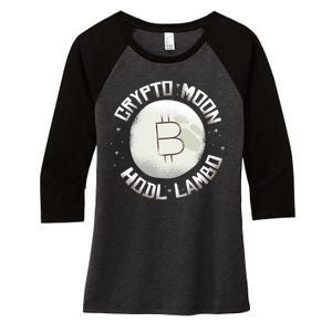 Bitcoin to the Moon Hodl Lambo Crypto Currency Women's Tri-Blend 3/4-Sleeve Raglan Shirt