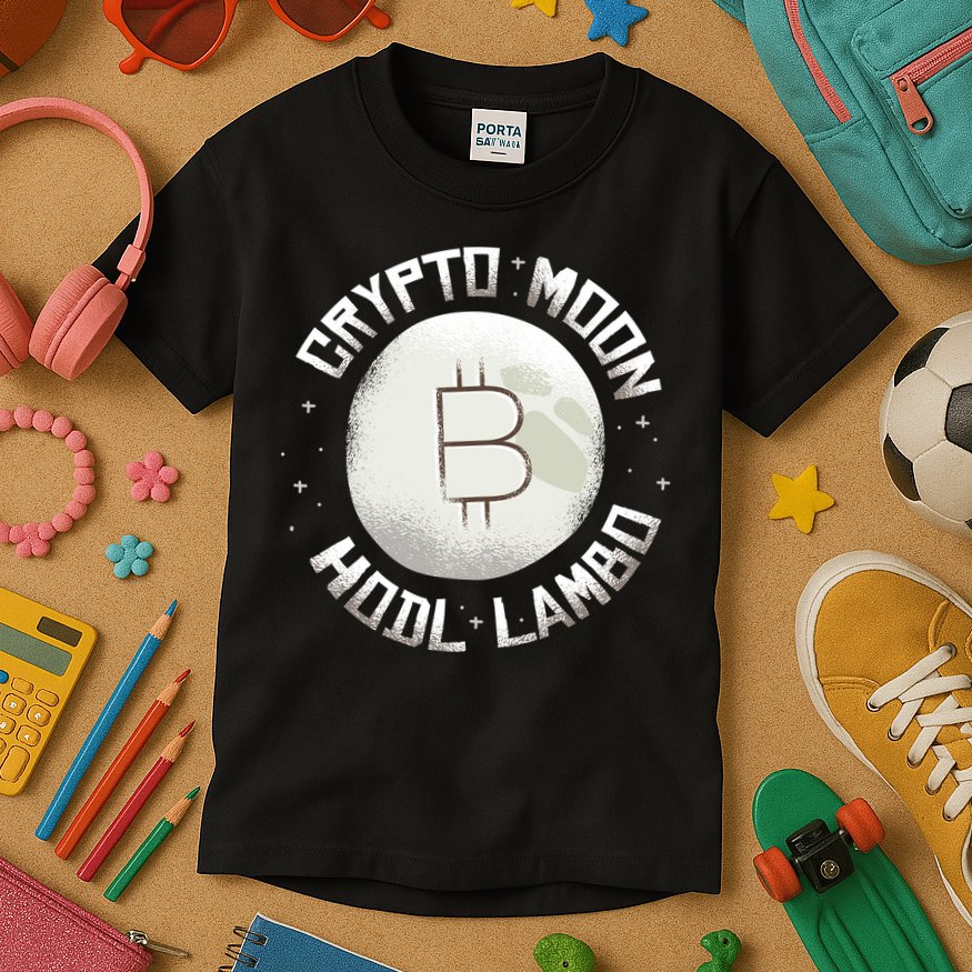 Bitcoin to the Moon Hodl Lambo Crypto Currency Kids T-Shirt