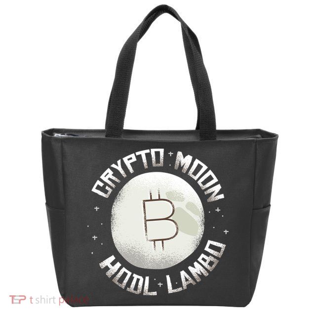 Bitcoin to the Moon Hodl Lambo Crypto Currency Zip Tote Bag