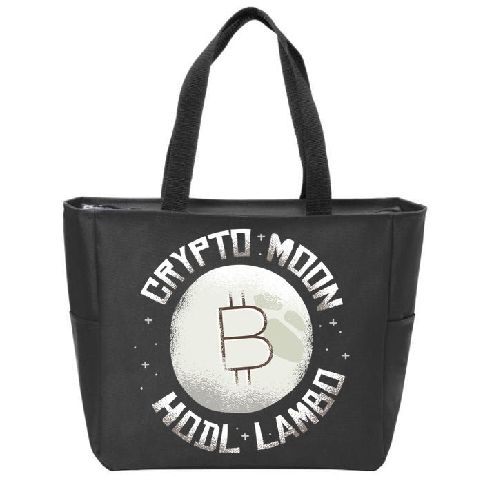 Bitcoin to the Moon Hodl Lambo Crypto Currency Zip Tote Bag