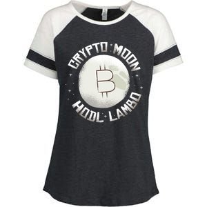 Bitcoin to the Moon Hodl Lambo Crypto Currency Enza Ladies Jersey Colorblock Tee