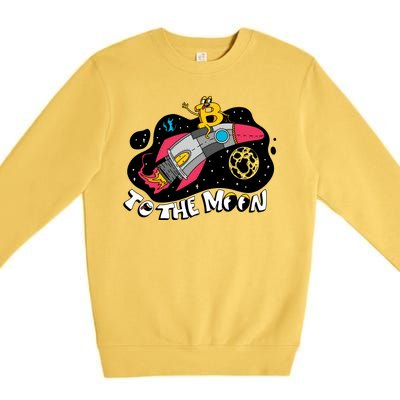 Bitcoin To The Moon Rocket Premium Crewneck Sweatshirt