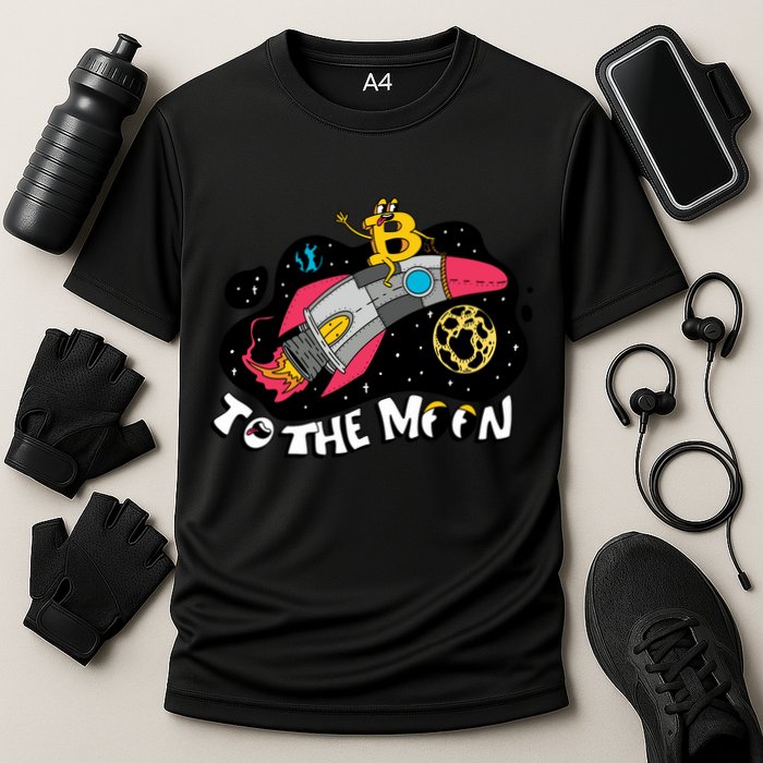 Bitcoin To The Moon Rocket Performance Shirt