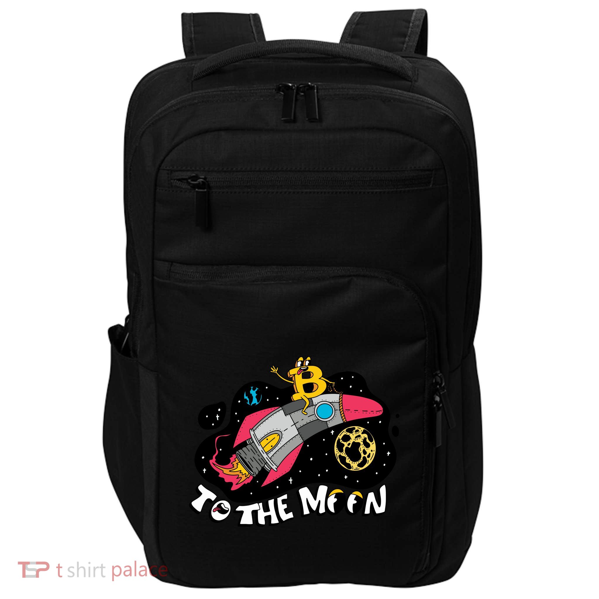 Bitcoin To The Moon Rocket Impact Tech Backpack