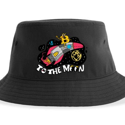 Bitcoin To The Moon Rocket Sustainable Bucket Hat