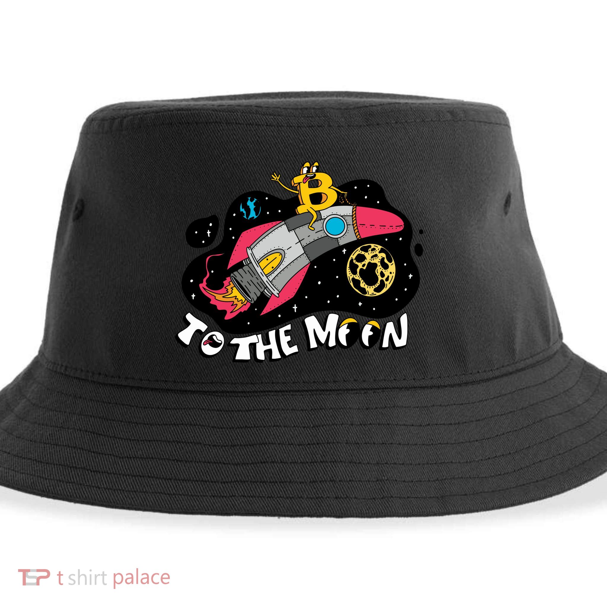 Bitcoin To The Moon Rocket Sustainable Bucket Hat