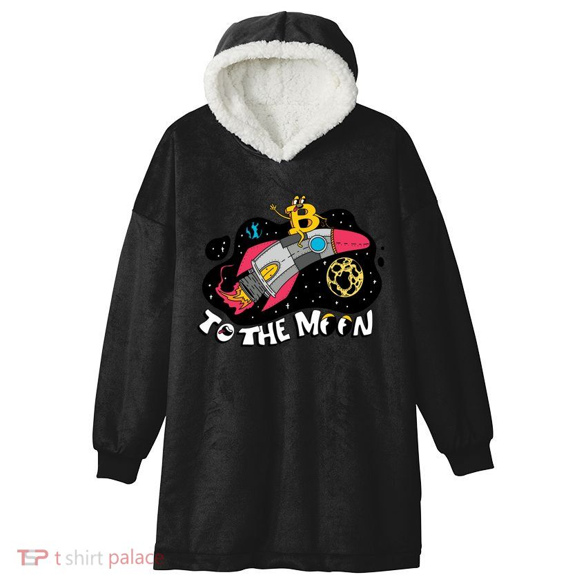 Bitcoin To The Moon Rocket Hooded Wearable Blanket