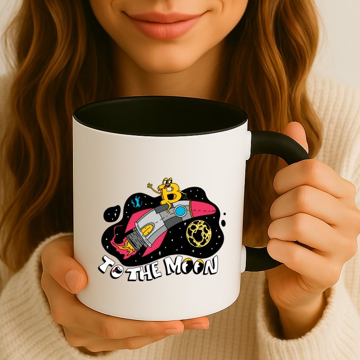 Bitcoin To The Moon Rocket Mug