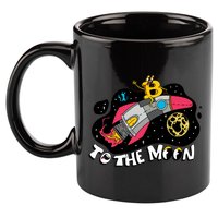 Bitcoin To The Moon Rocket 11oz C Handle Ceramic Mug