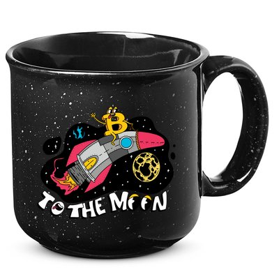 Bitcoin To The Moon Rocket 15oz Campfire Ceramic Mug