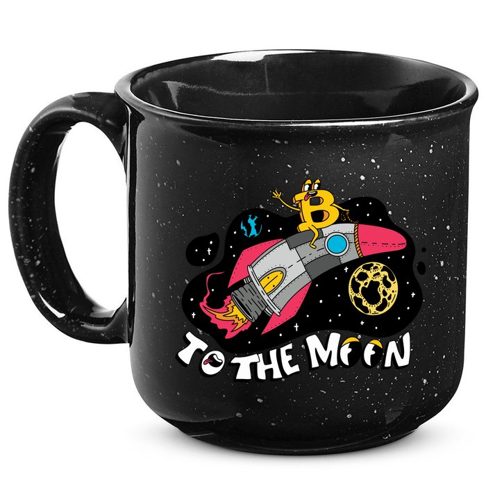 Bitcoin To The Moon Rocket 15oz Campfire Ceramic Mug