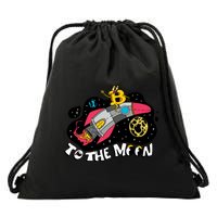 Bitcoin To The Moon Rocket Drawstring Bag