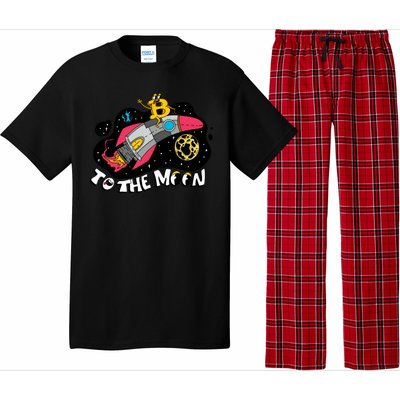 Bitcoin To The Moon Rocket Pajama Set