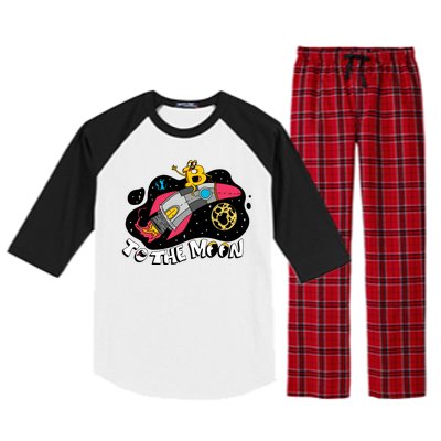 Bitcoin To The Moon Rocket Raglan Sleeve Pajama Set