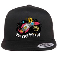 Bitcoin To The Moon Rocket Flat Bill Trucker Hat