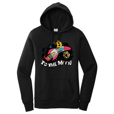 Bitcoin To The Moon Rocket Women's Pullover Hoodie