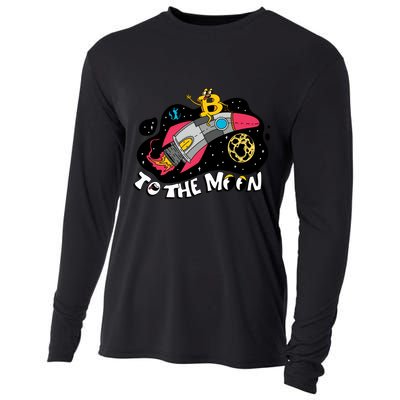 Bitcoin To The Moon Rocket Cooling Performance Long Sleeve Crew
