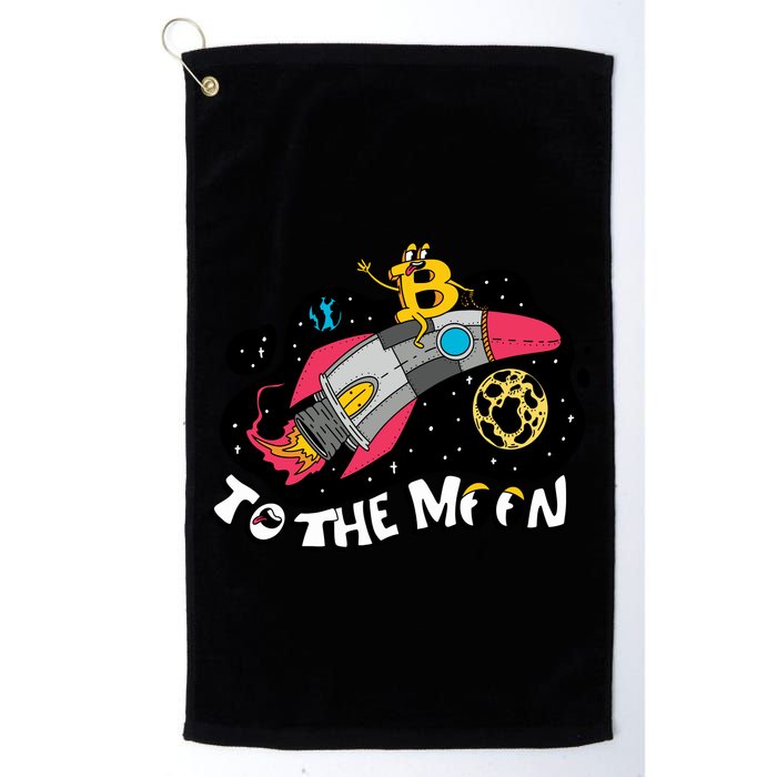 Bitcoin To The Moon Rocket Golf Towel