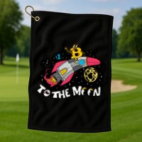 Bitcoin To The Moon Rocket Golf Towel