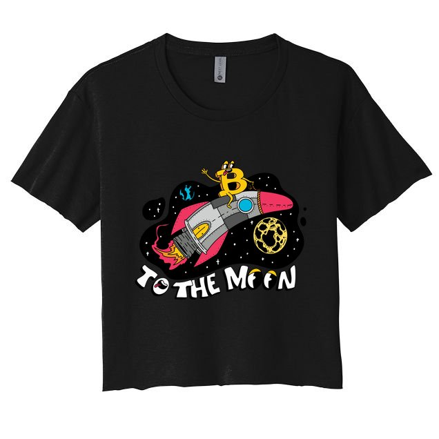 Bitcoin To The Moon Rocket Crop Top