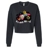 Bitcoin To The Moon Rocket Cropped Pullover Crew