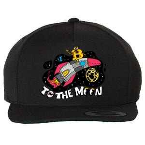 Bitcoin To The Moon Rocket Wool Snapback Cap