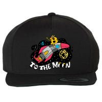 Bitcoin To The Moon Rocket Wool Snapback Cap