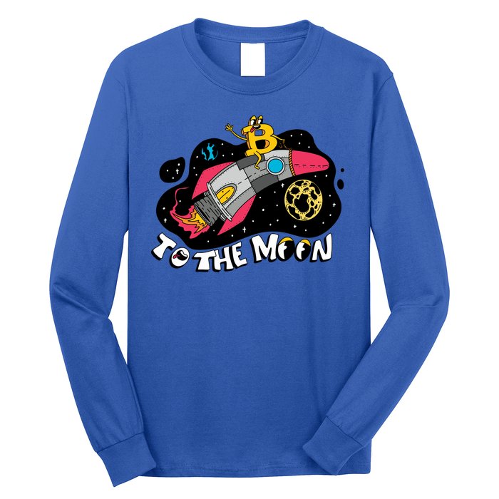 Bitcoin To The Moon Rocket Long Sleeve Shirt