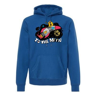 Bitcoin To The Moon Rocket Premium Hoodie