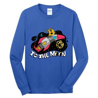 Bitcoin To The Moon Rocket Tall Long Sleeve T-Shirt