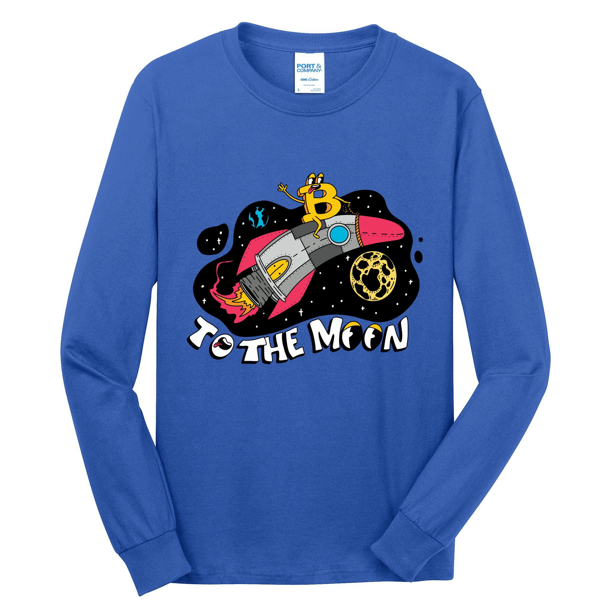Bitcoin To The Moon Rocket Tall Long Sleeve T-Shirt