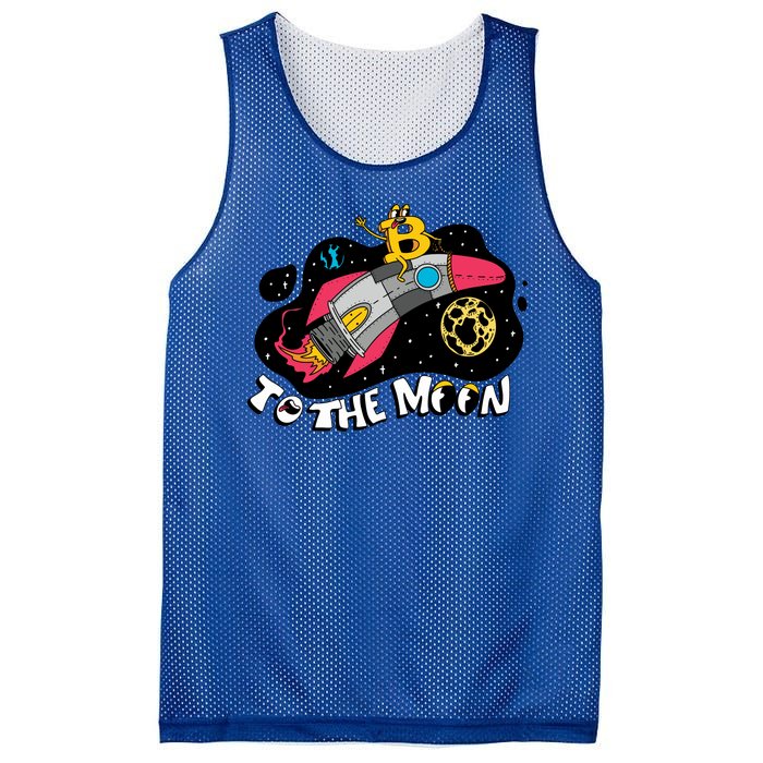 Bitcoin To The Moon Rocket Mesh Reversible Basketball Jersey Tank