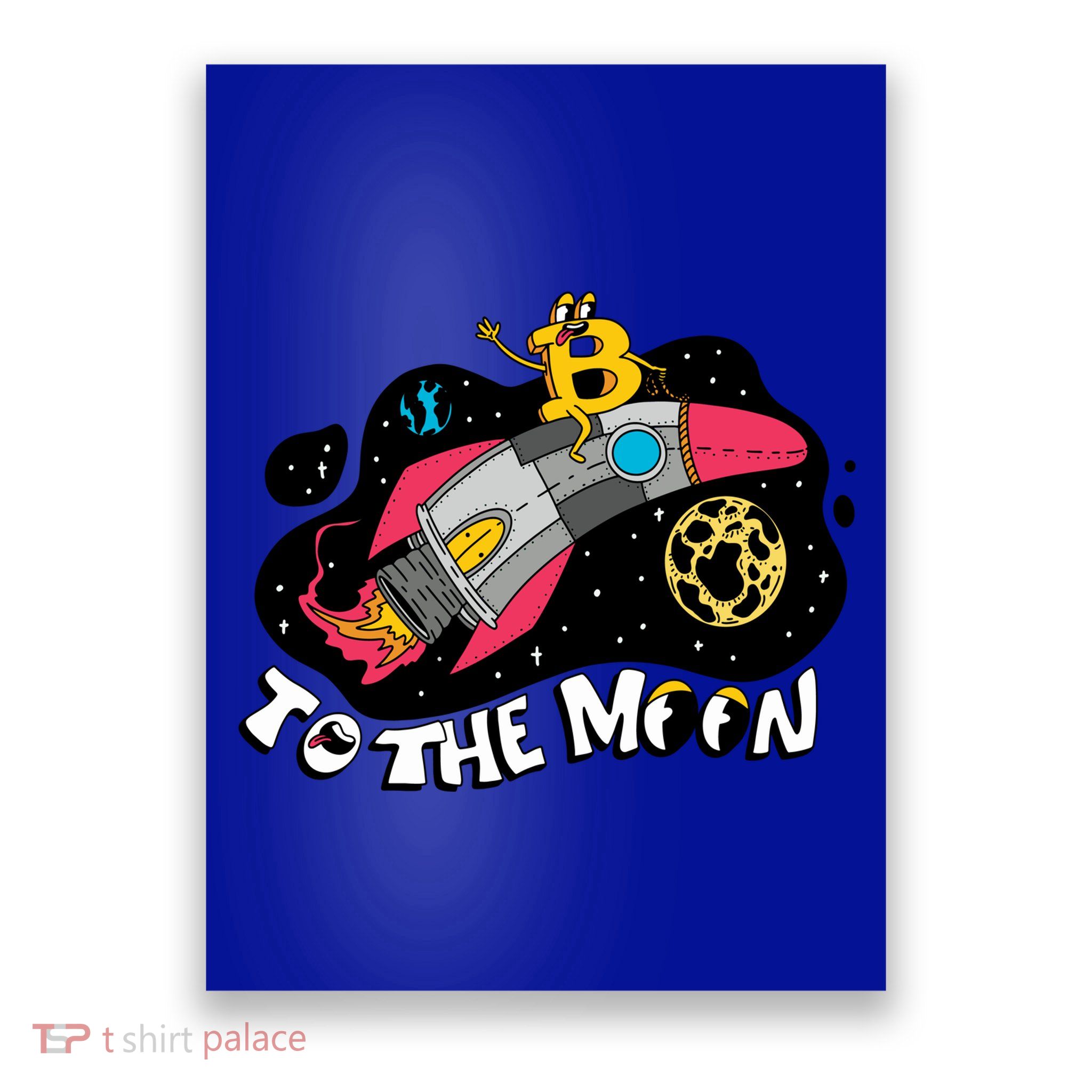 Bitcoin To The Moon Rocket Poster