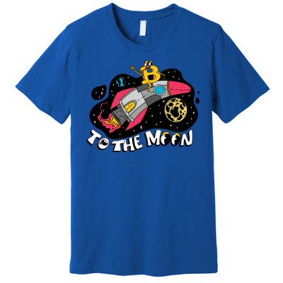 Bitcoin To The Moon Rocket Premium T-Shirt