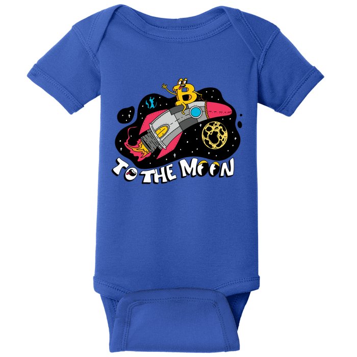 Bitcoin To The Moon Rocket Baby Bodysuit