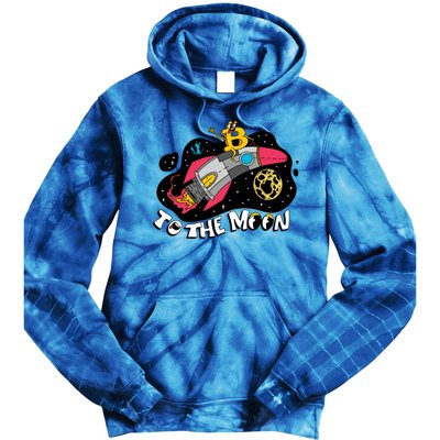 Bitcoin To The Moon Rocket Tie Dye Hoodie